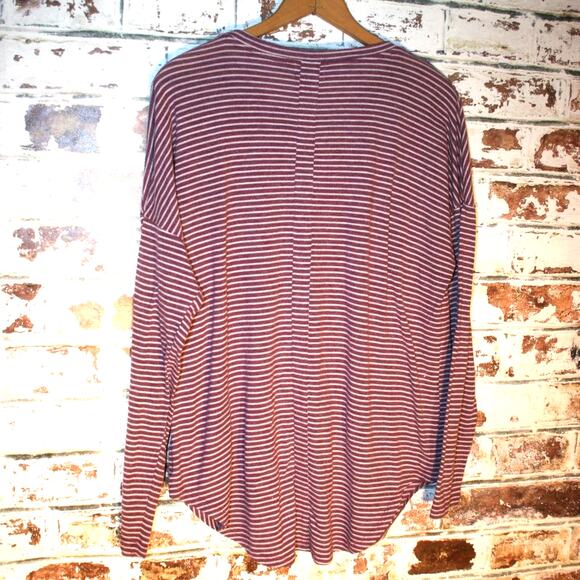 Old Navy Burgundy Stripe Long Sleeve Light Knit - Picture 7 of 7